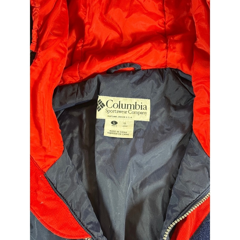 Columbia Mens Anorak Jacket Navy Blue Red Colorblock Hooded Pullover Large - Picture 5 of 10